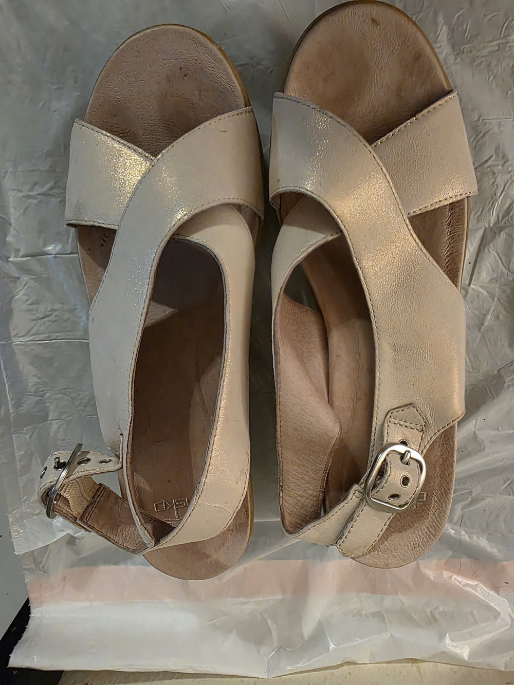 Women's Cream Leather Slingback Sandals